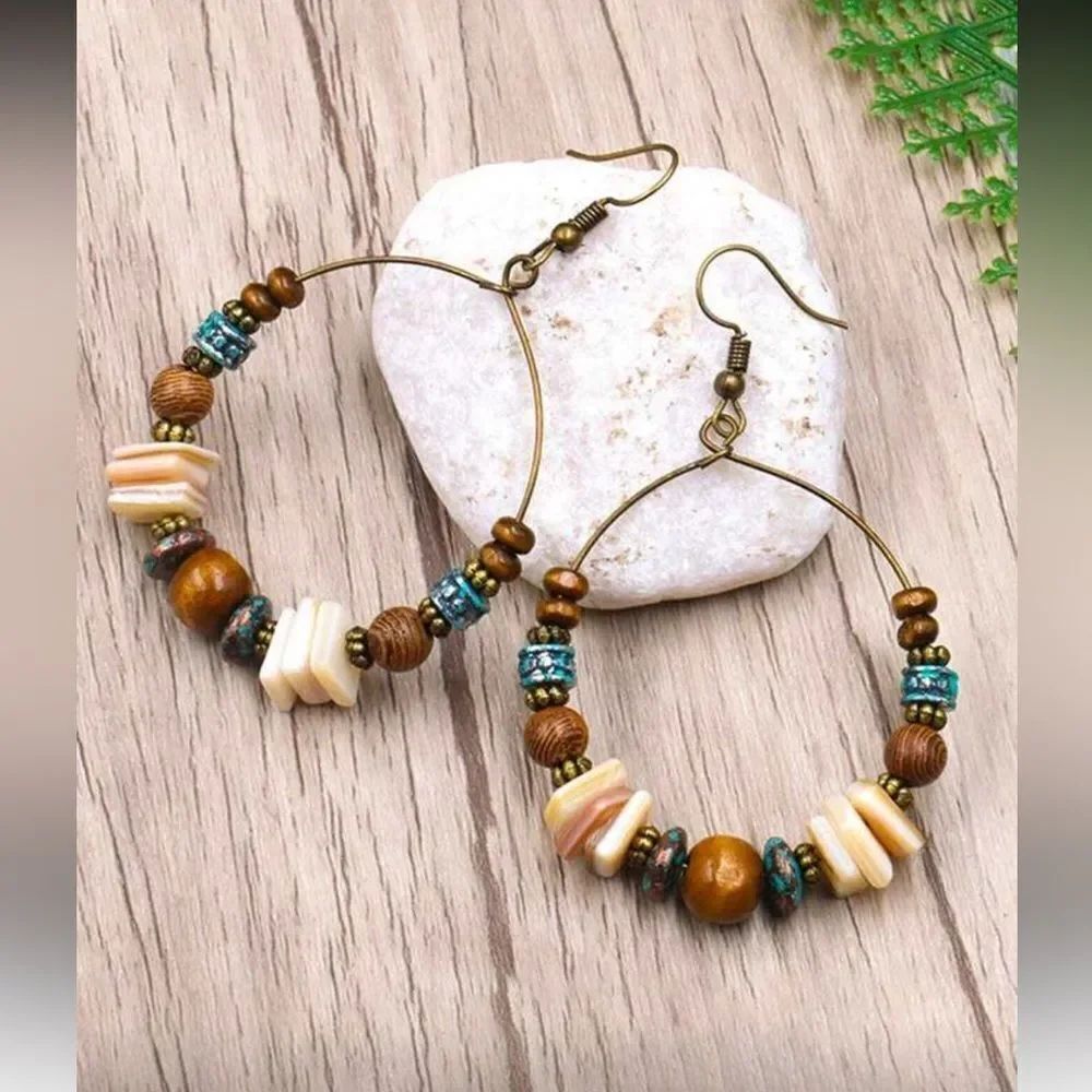 Bohemian Beaded Hoop Earrings S1223